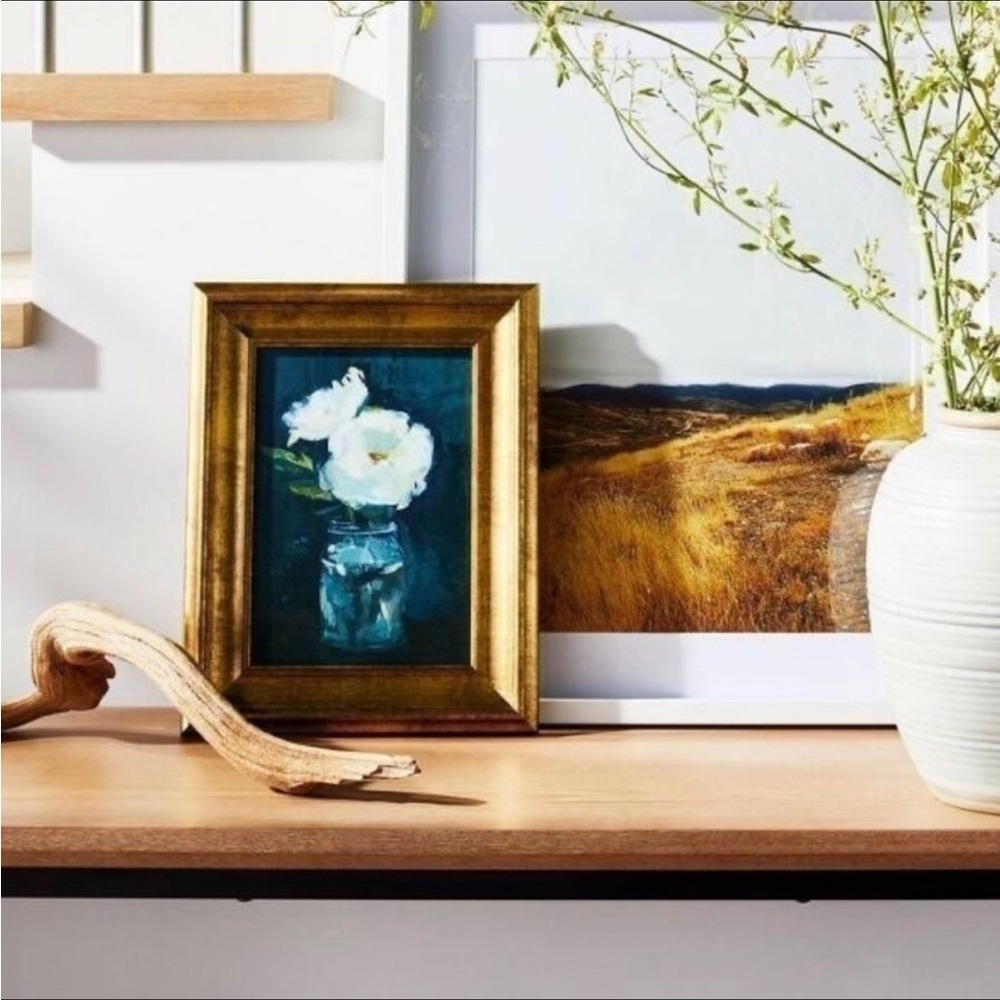 11" x 14" Floral Framed Wall Canvas Gold/Navy - Threshold Studio McGee - Picture 3 of 6